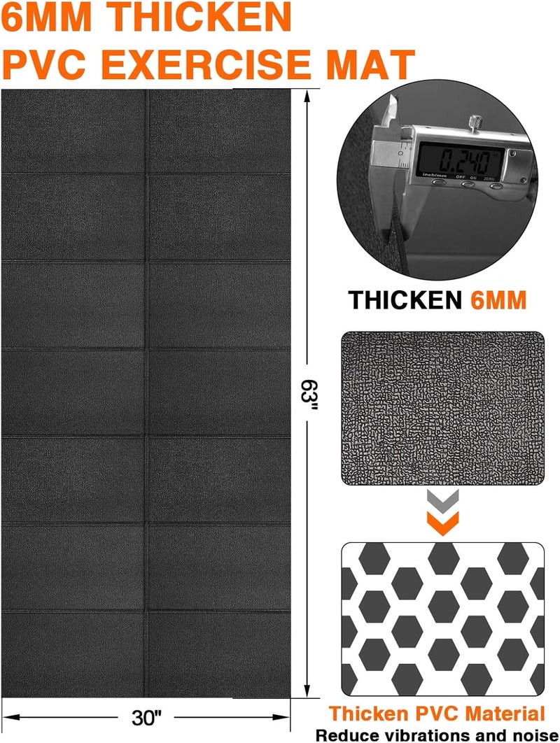 WERCHO Treadmill Mat 63"x30", Foldable Walking Pad Mat for Carpet Hardwood Floors 6mm Heavy-Duty Exercise Equipment Mat for Treadmill,Spin Bike,Elliptical Trainer,Exercise Equipment - Image 4